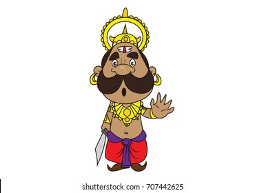 Cute Ravan Character . Vector Illustration. Isolated on white background.