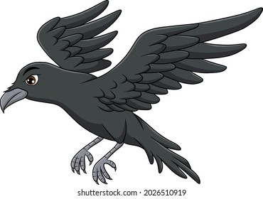 Cute Raven bird cartoon vector illustration