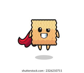 the cute raw instant noodle character as a flying superhero , cute style design for t shirt, sticker, logo element