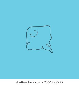 Cute ray fish line drawing flat vector design