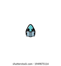 Cute Reading Book Water Cartoon Character Vector Illustration Design. Outline, Cute, Funny Style. Recomended For Children Book, Cover Book, And Other.