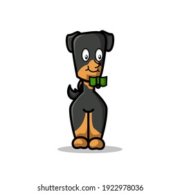 Cute Reading Dog Mascot Cartoon Character.
