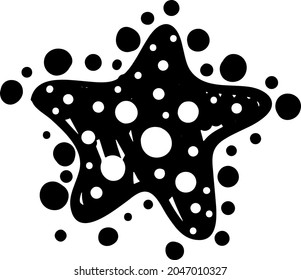 Cute ready-made poster design in the form of a black star to decorate children's rooms, notebooks, diary, textiles, children's clothing, bedding.