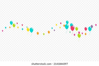 Cute Realistic Balloon Vector Transparent Background. Flying Ballon Frame. Pink And Blue Celebration Banner. Bright Surprise Inflatable Ball Design.