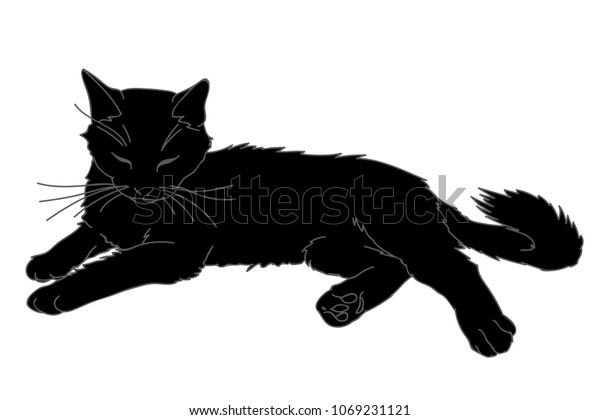 Cute Realistic Cat Laying Vector Illustration Stock Vector (Royalty ...