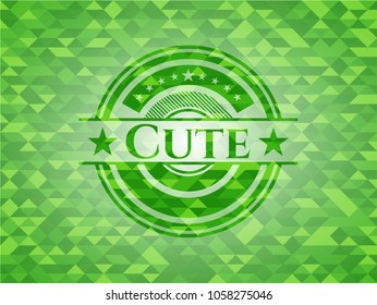 Cute realistic green mosaic emblem