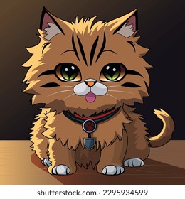 Cute realistic Persian Cat vector cartoon illustration portrait with background by Vicofen