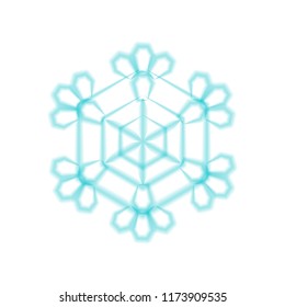 Cute realistic snowflake for poster, banner, logo, icon, invitation. For seasonal illustration, winter or new year or christmas promotion, party. Vector snow illustration. Isolate without background