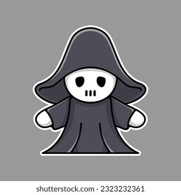 Cute reaper sticker hand drawn coloring vector