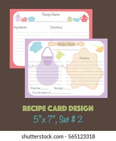 Cute recipe cards set vector, recipe cards template design