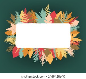 cute rectangle frame/border decorated with forest autumn leaves. perfect for seasonal holidays, cards, posters, banners, prints, invitations, etc with empty space for text. EPS 10