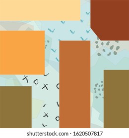 Cute rectangles. Cute Scandinavian Terracotta Pattern in modern colours. Cute Shapes. Modern abstract art for prints.  Nordic Design.
