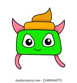 cute rectangular creature smiling, vector illustration art. doodle icon image kawaii.
