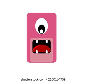 cute rectangular face character. pink character vector. suitable for printing on clothing or apparel products. can be used for postcards, stickers, children's books,icons,mascots,cell phone cases,etc