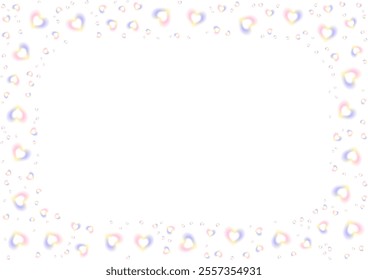 Cute rectangular frame with blurred gradient hearts. Romantic vector design for Valentine's Day, wedding and Mother's Day for postcard, web, banner, brochure.