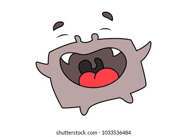 Cute Rectangular Monster Character . Vector Illustration. Isolated on white background.