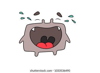 Cute Rectangular Monster Character . Vector Illustration. Isolated on white background.