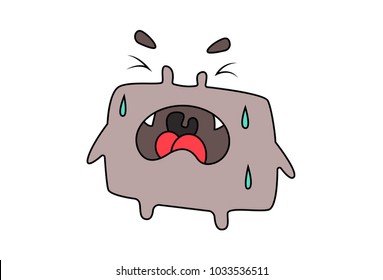 Cute Rectangular Monster Character . Vector Illustration. Isolated on white background.