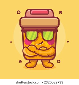 cute recycle bin character mascot cool expression isolated cartoon in flat style design 