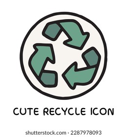 Cute recycle symbol with doodle style