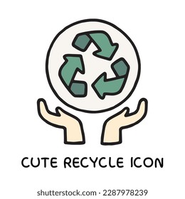 Cute recycle symbol with doodle style