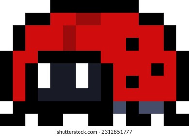 Pájaro o bicho de la dama de 8 bits rojo lindo - vector aislado