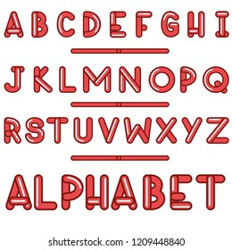 Cute red alphabet resembling candy