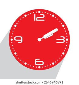 Relógio de parede analógico vermelho bonito 02.10 ou dez passados dois, ilustração vetorial isolado, eps