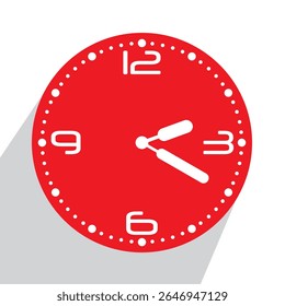 Relógio de parede analógico vermelho bonito 02.20 ou vinte e dois, ilustração vetorial isolado, eps