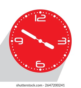 Relógio de parede analógico vermelho bonito 03.50 ou dez a quatro, ilustração vetorial isolado, eps