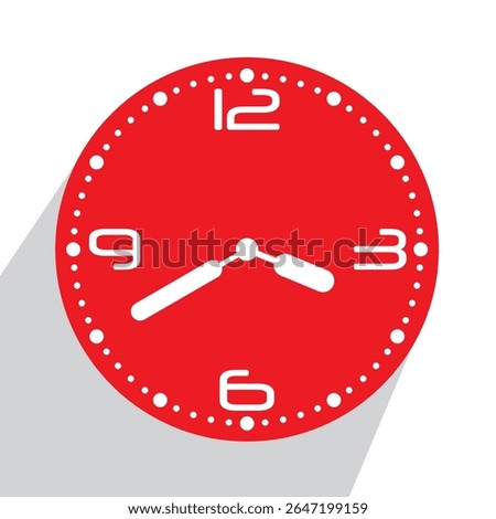 Cute Red Analog Wall Clock show 03.40 or twenty to four, vector illustration isolated, eps