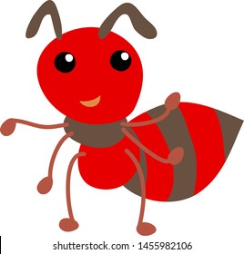 Cute red ant, illustration, vector on white background.