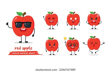 Cute fruits and berries in yoga pose apple Vector Image