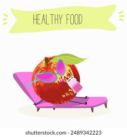 Lindo personaje de manzana roja con muchas expresiones, fruta diferentes actividades, poses Ilustración vectorial conjunto de diseño plano.