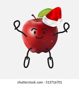 Cute red apple, Funny moment with Christmas Day, Healthy lifestyle and sport 