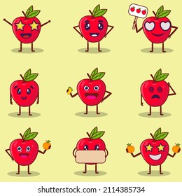 manzana roja con muchas expresiones