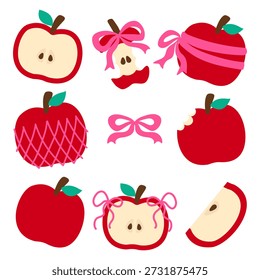 Cute red apple slice clipart