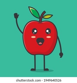 cute red apple smile isolated cartoon vector illustration in flat style