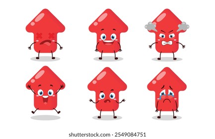 cute red arrow with many expressions design illustration