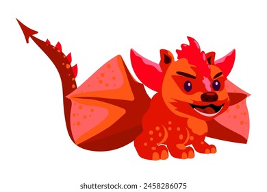 Cute red baby dinosaur cartoon style