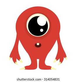 Cute red baby monster cyclops