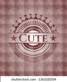 Cute red badge with geometric pattern background. Seamless.