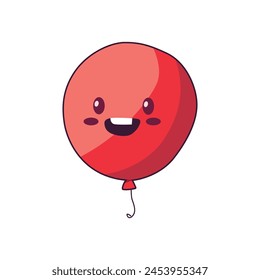 cute red balloon character smile cartoon character vector illustration template design