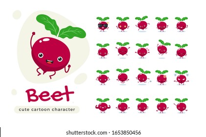 The Cute Red Beet. Isolated Vector Illustration