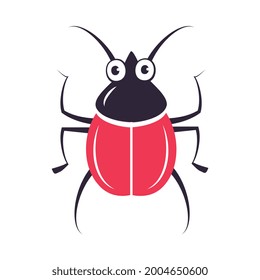 Cute Red Beetle Funny Insect, Lovely Colorful Creature Cartoon Vector Illustration