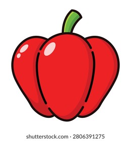 Cute Red Bell Pepper Cartoon Icon