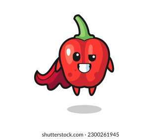 el tierno personaje de pimienta roja como superhéroe volador, diseño de estilo lindo para camisetas, pegatinas, elemento logo