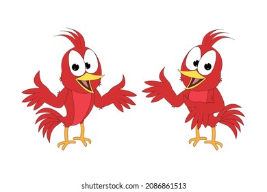 Cute red bird aimal cartoon