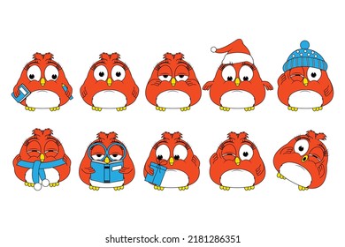 cute red bird animal cartoon graphic