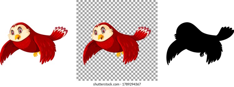 Cute red bird cartoon character illustration